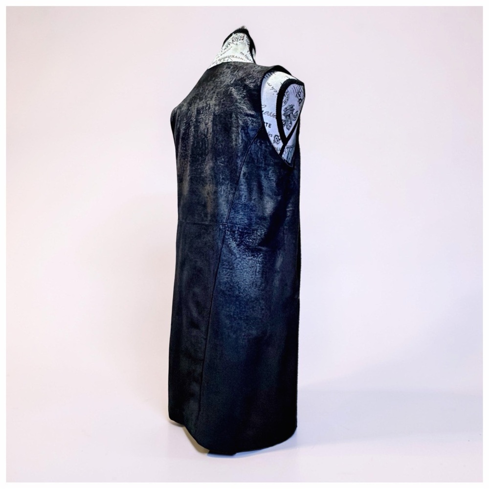 Lauren Vidal Black Textured Zip Front Sleeveless Dress |Minimalist | Luxe | S - Picture 6 of 11